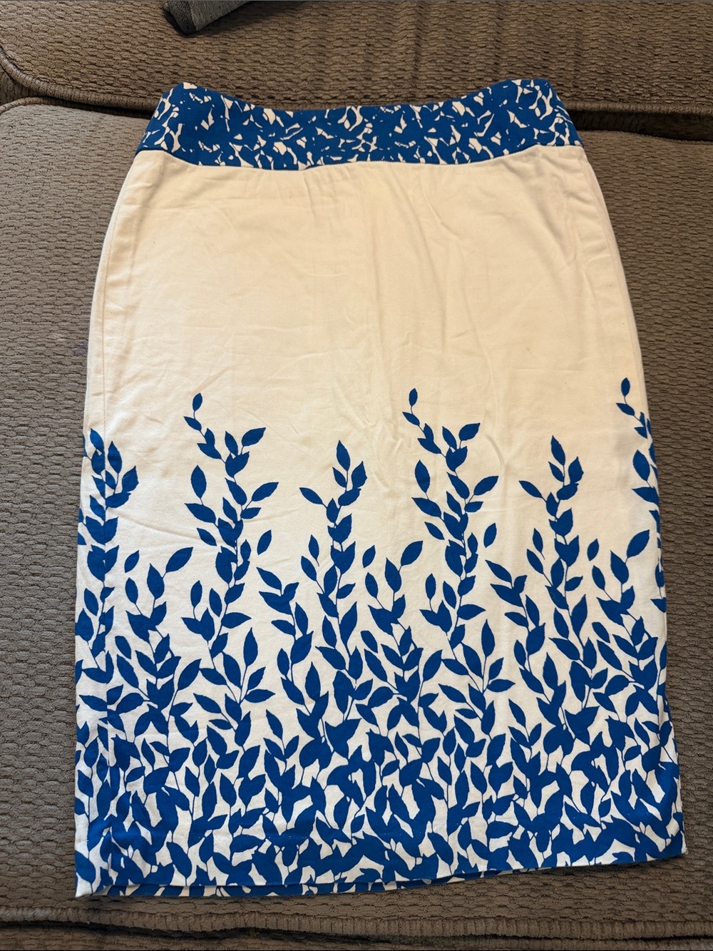 Blue & White Botanical Pencil Skirt